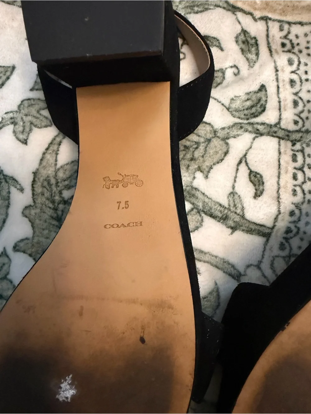 Coach Serena Sandal Black Suede Platform 7.5